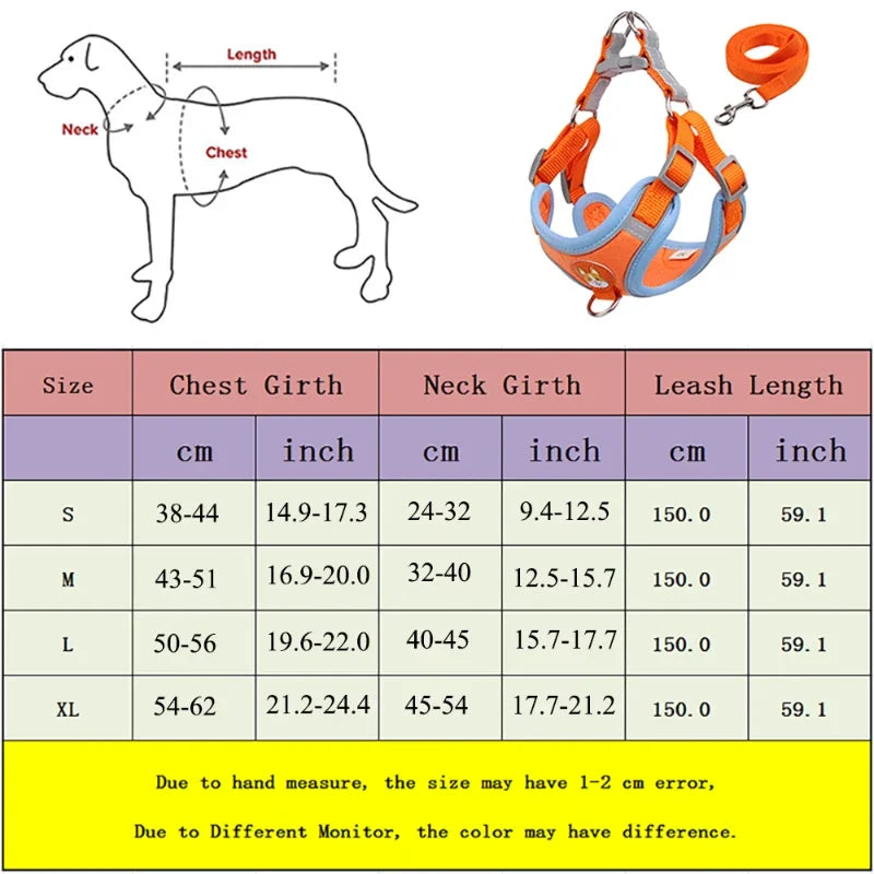 Adjustable Dog Harness & Leash Set - Reflective Vest for Small & Medium Size Dogs - Best Pet Pack