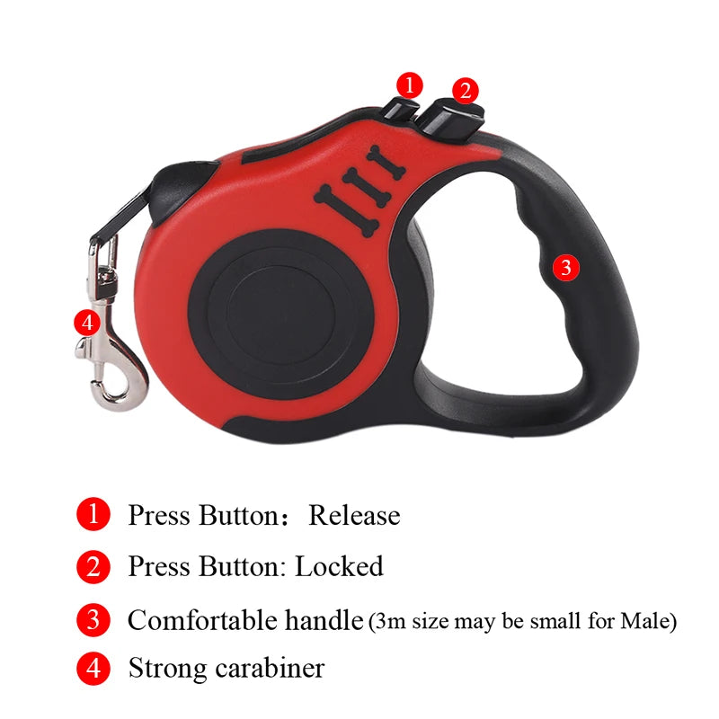 Automatic Retractable Dog Leash - Durable Nylon