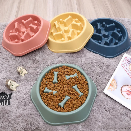 Bone-Shaped Slow Feeder Bowl for Dogs & Cats