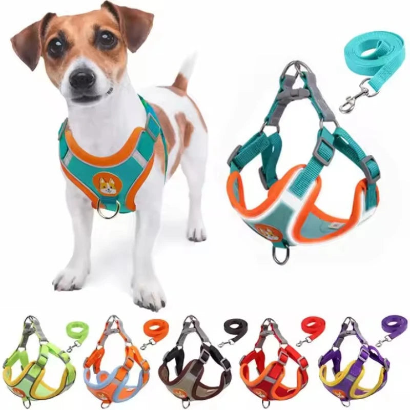 Adjustable Dog Harness & Leash Set - Reflective Vest for Small & Medium Size Dogs - Best Pet Pack