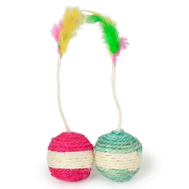 Sisal Scratching Ball with Feather - Fun Cat Toy - Best Pet Pack