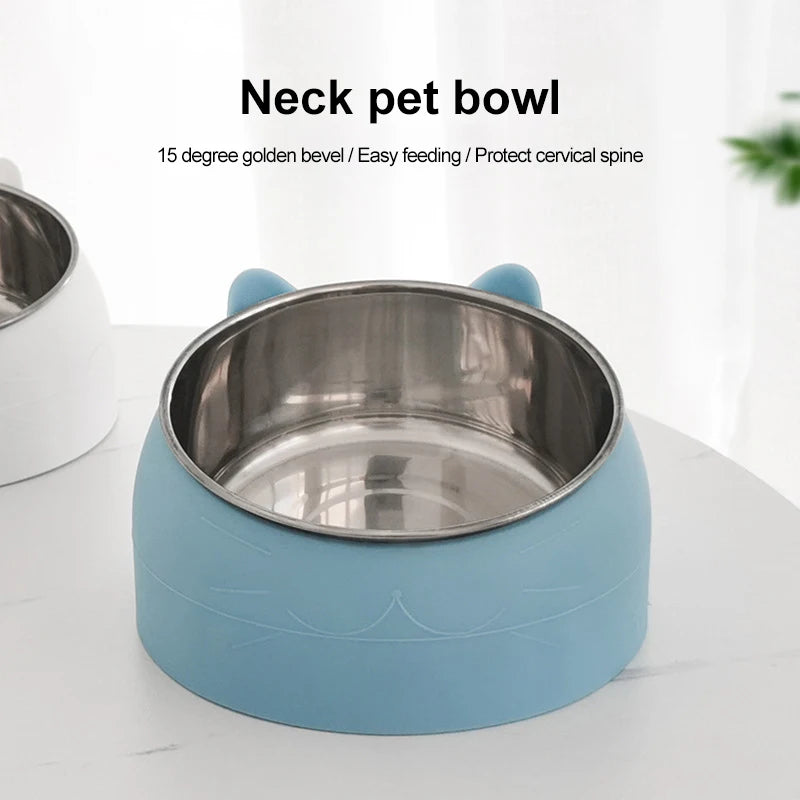 Inclined Stainless Steel Pet Bowls for Cats & Dogs